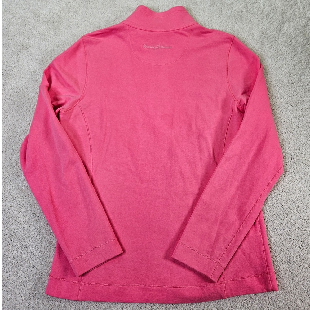 Tommy Bahama Pink Floral Embroidered Quarter Zip Pullover Top Size M Vibrant - Picture 6 of 8